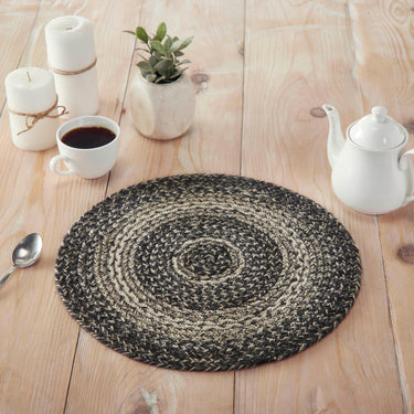 Sawyer Mill Black White Jute Trivet 15 inch Diameter - The Fox Decor